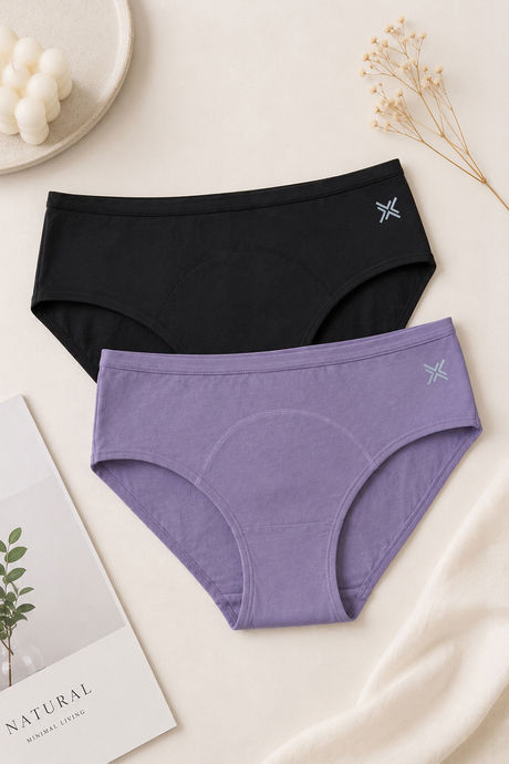 Lavos Medium Rise Full Coverage Hipster Period Panty (Pack of 2) - Multicolor — image 2
